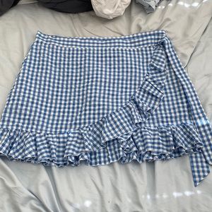 Shein Gingham Blue and White wrap skirt summer plus size
